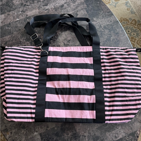 Victoria's Secret Pink and Black Striped Tote Bag - Picture 2 of 5